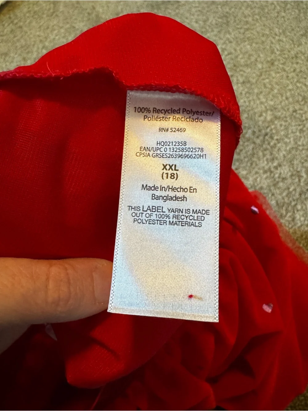 Celebrate Valentine’s Day Red cupcake skirt Girls XXL (18) Metallic hearts